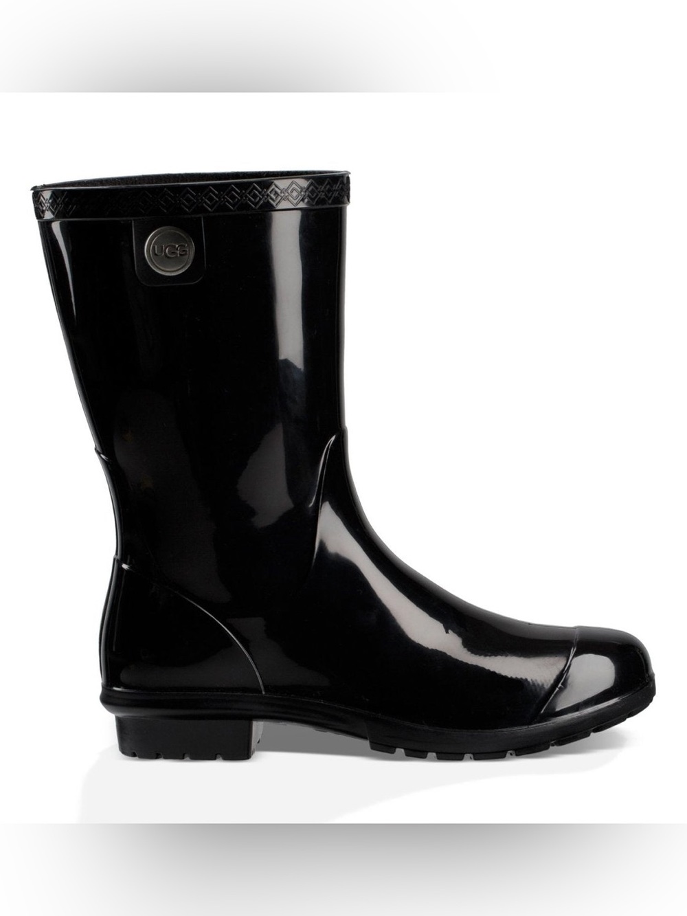 UGG Women's Gloss Black Sienna warm shearling waterproof Rain Boots